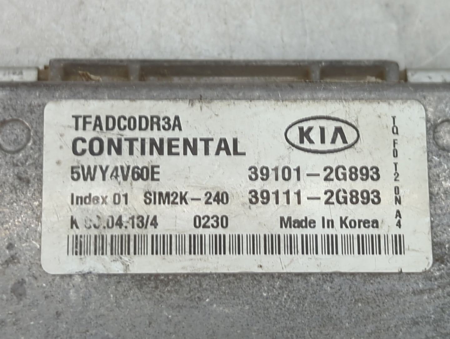2011-2013 Kia Optima PCM Engine Control Computer ECU ECM PCU OEM P/N:39101-2G893 39111-2G893, 5WY4V60E Fits Fits 2011 2012 2