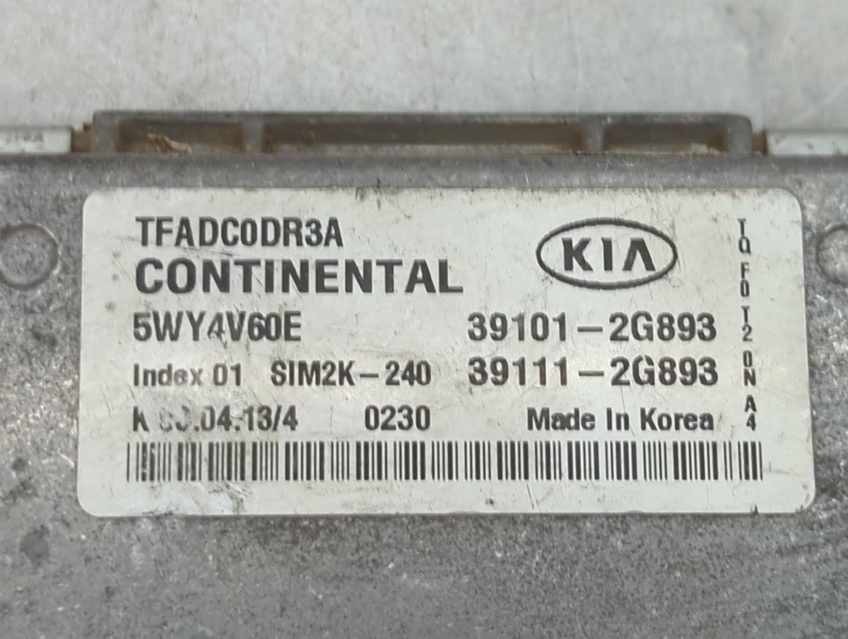 2011-2013 Kia Optima PCM Engine Control Computer ECU ECM PCU OEM P/N:39101-2G893 39111-2G893, 5WY4V60E Fits 2011 2012 2013 O