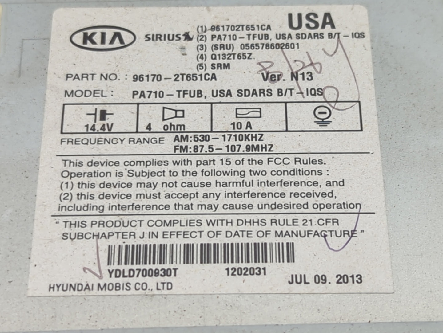2011-2013 Kia Optima Radio Control Panel 1467832 - Oemusedautoparts1.com