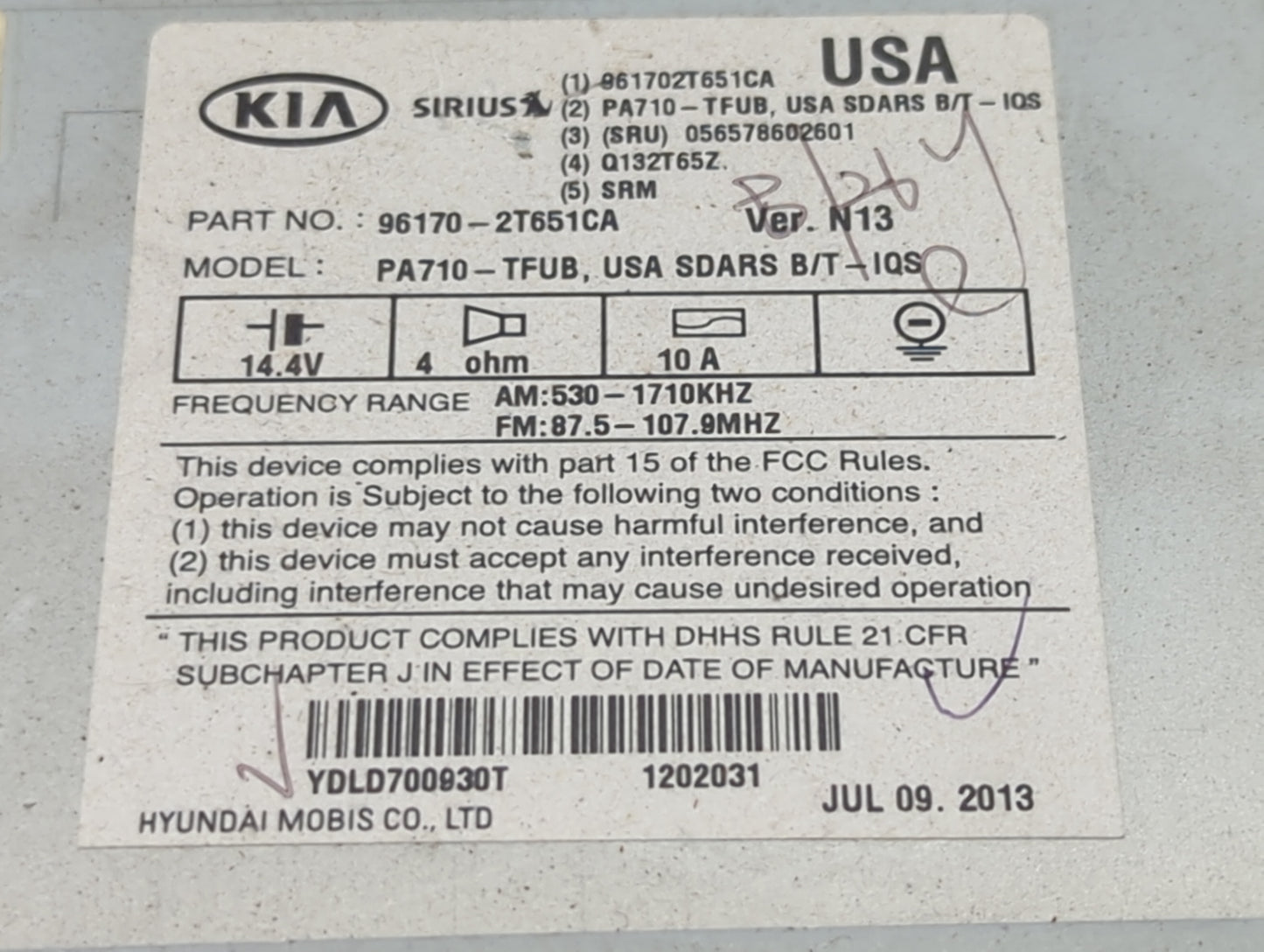 2011-2013 Kia Optima Radio Control Panel 1467832 - Oemusedautoparts1.com
