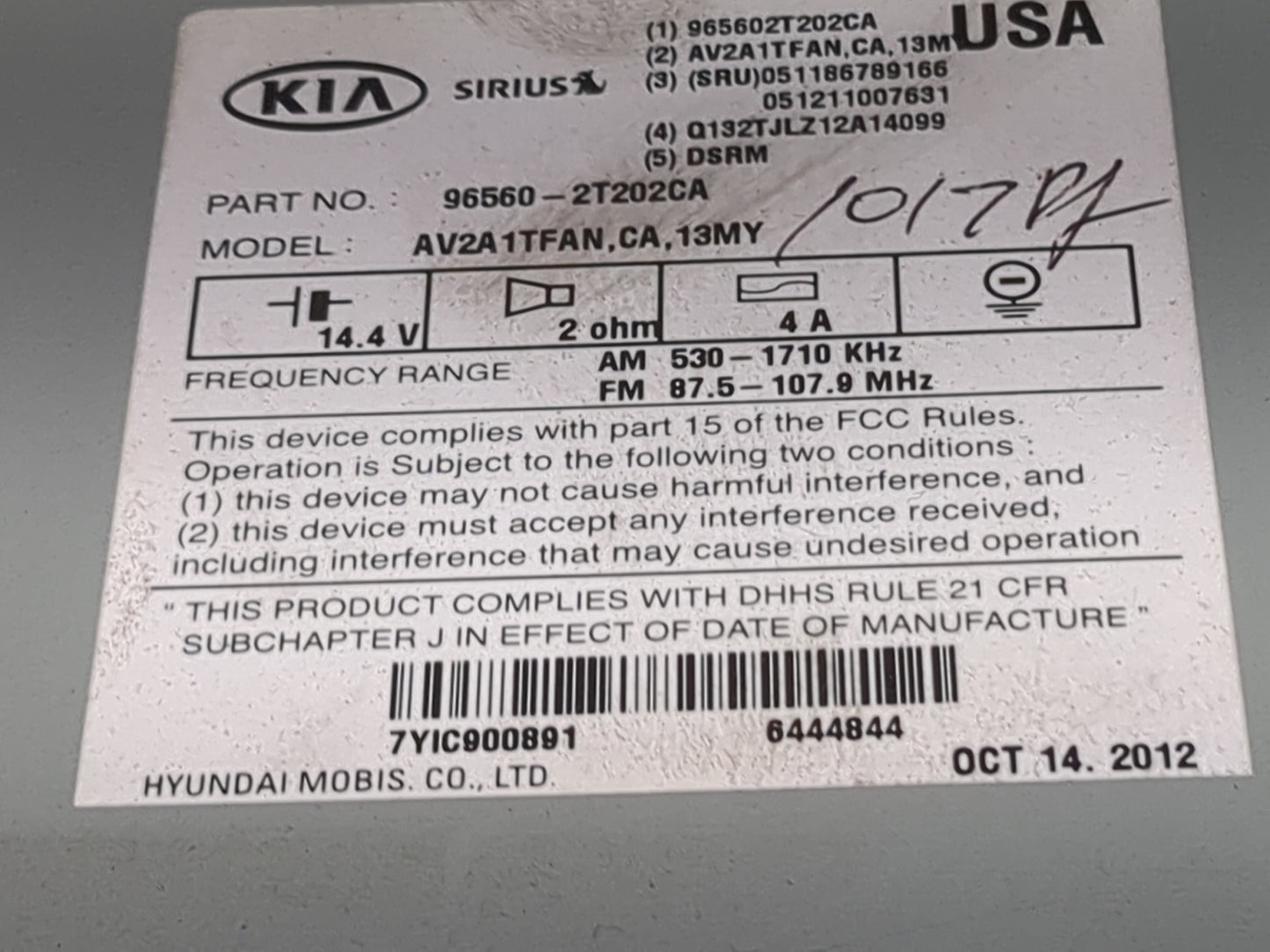 2011-2013 Kia Optima Information Display Screen 1469864 - Oemusedautoparts1.com