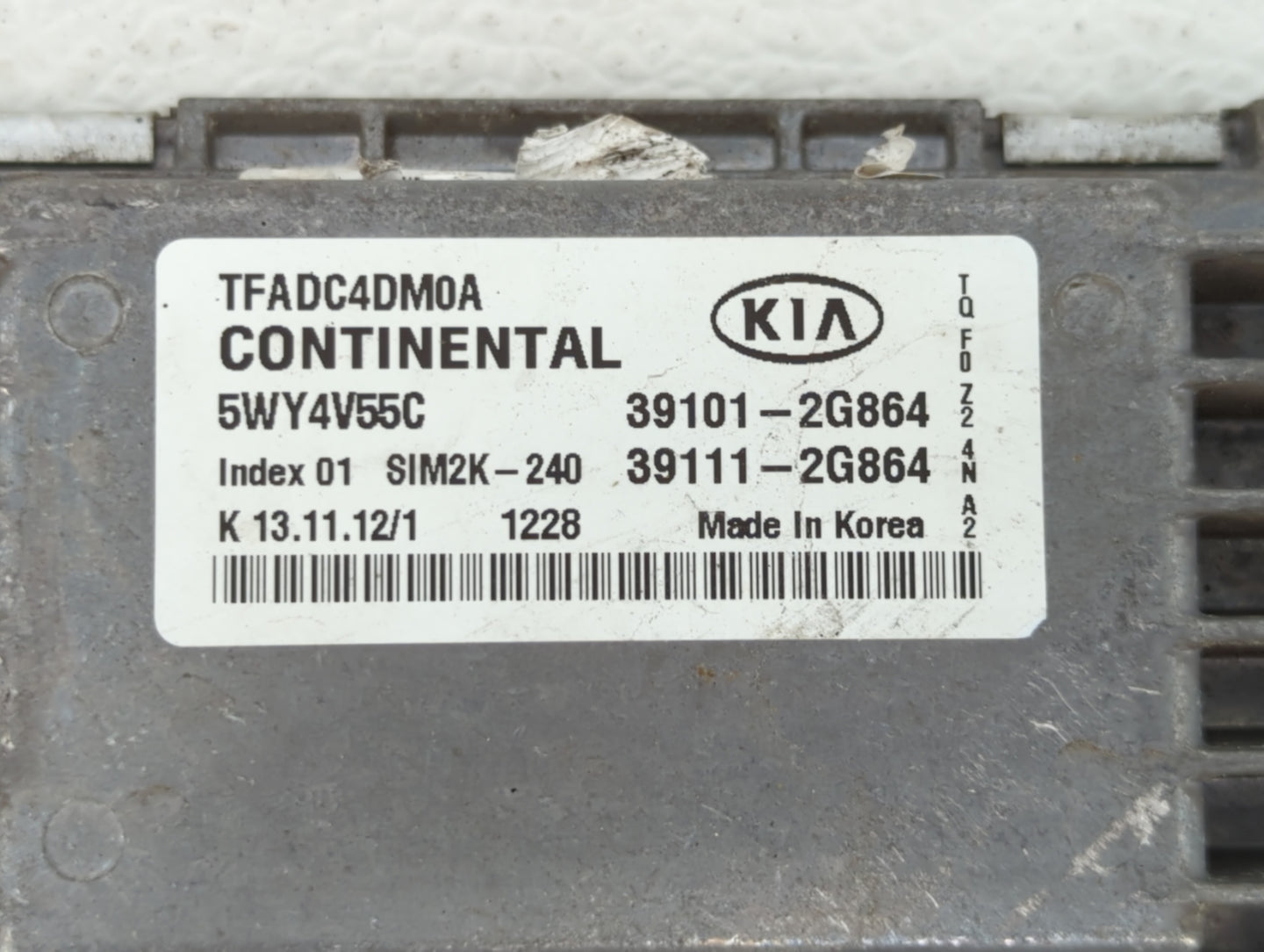 2011-2013 Kia Optima PCM Engine Control Computer ECU ECM PCU OEM P/N:39101-2G862 39111-2G862, 39101-2G861 Fits Fits 2011 201