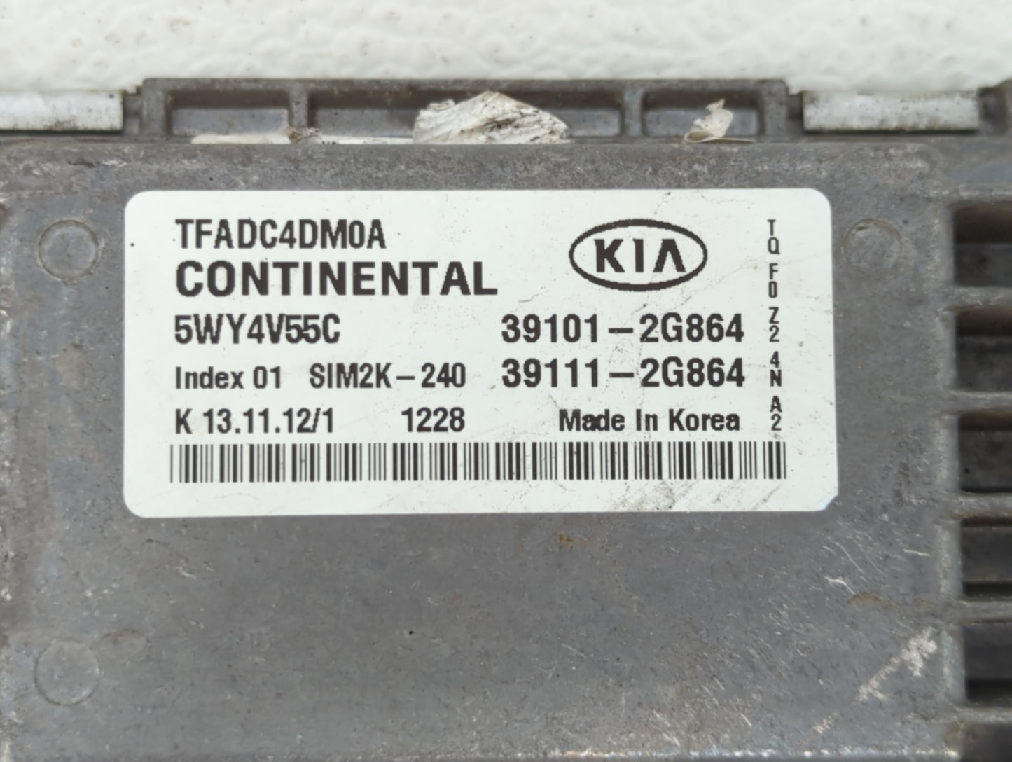 2011-2013 Kia Optima PCM Engine Control Computer ECU ECM PCU OEM P/N:39101-2G862 39111-2G862, 39101-2G861 Fits Fits 2011 201