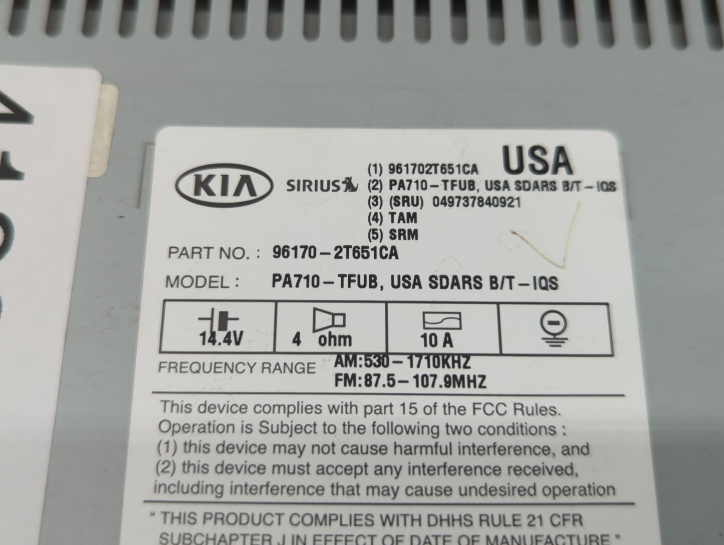 2011-2013 Kia Optima Am Fm Cd Player Radio Receiver - Oemusedautoparts1.com