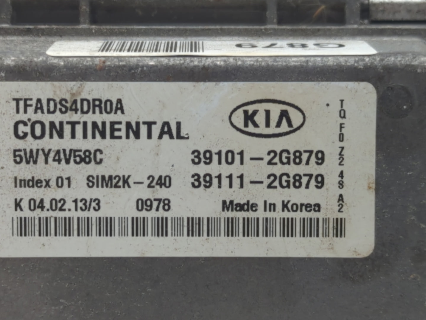 2011-2013 Kia Optima PCM Engine Control Computer ECU ECM PCU OEM P/N:39101-2G879 39101-2G876, 39111-2G868 Fits Fits 2011 201