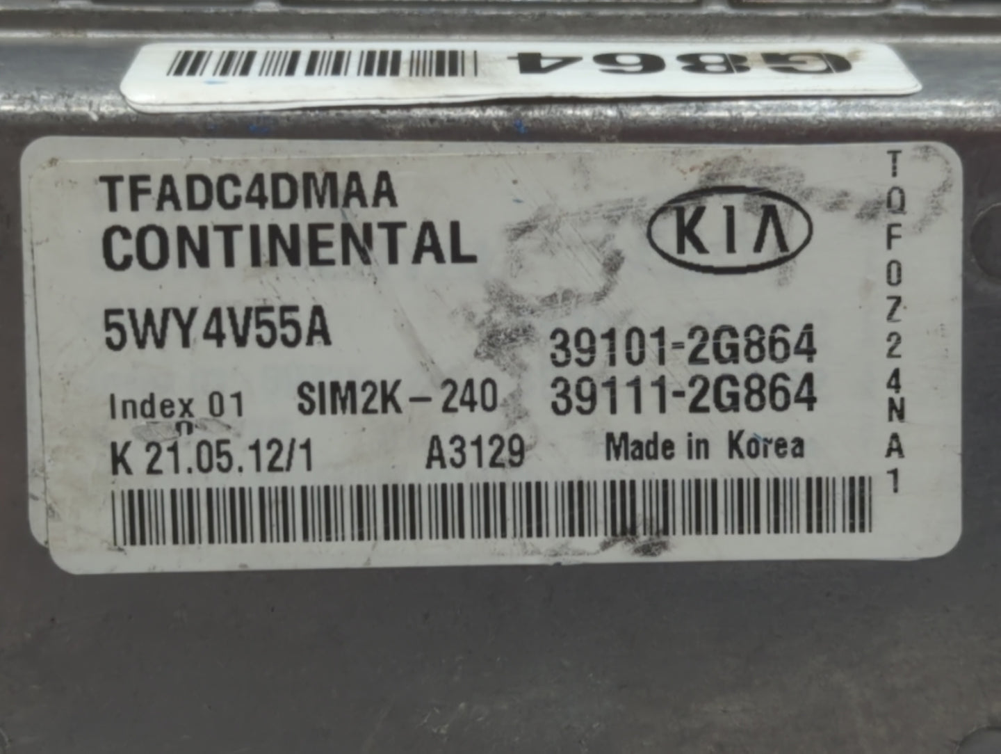 2011-2013 Kia Optima PCM Engine Control Computer ECU ECM PCU OEM P/N:39111-2G864 39101-2G864, 39111-2G900 Fits Fits 2011 201
