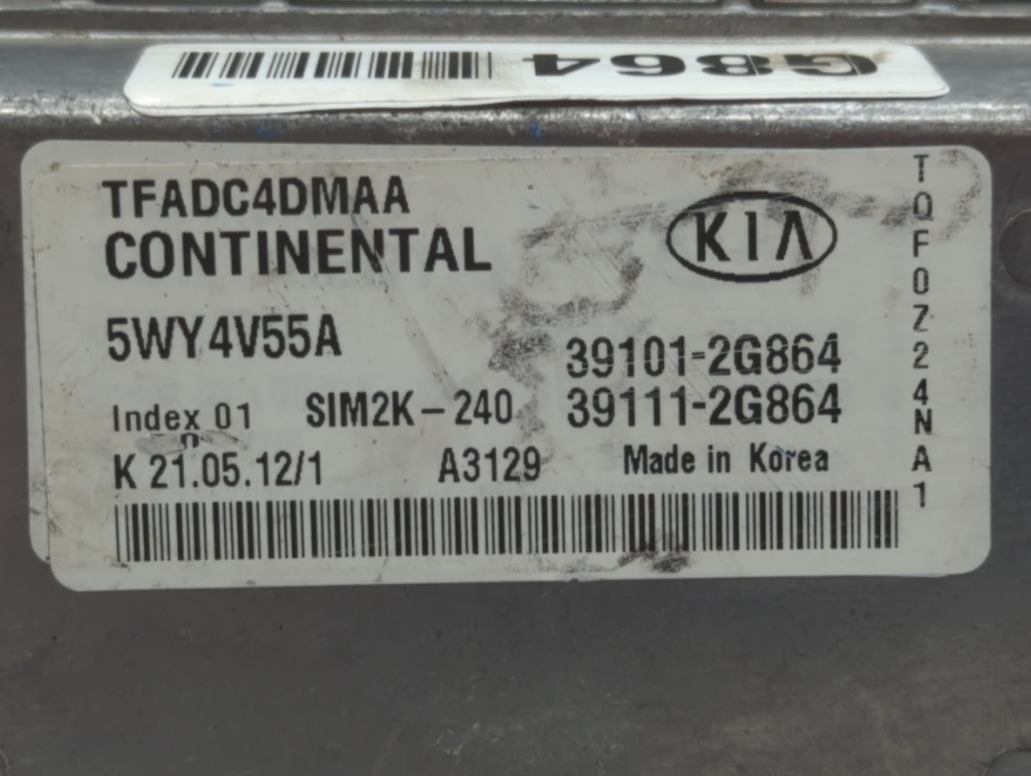 2011-2013 Kia Optima PCM Engine Control Computer ECU ECM PCU OEM P/N:39111-2G864 39101-2G864, 39111-2G900 Fits Fits 2011 201