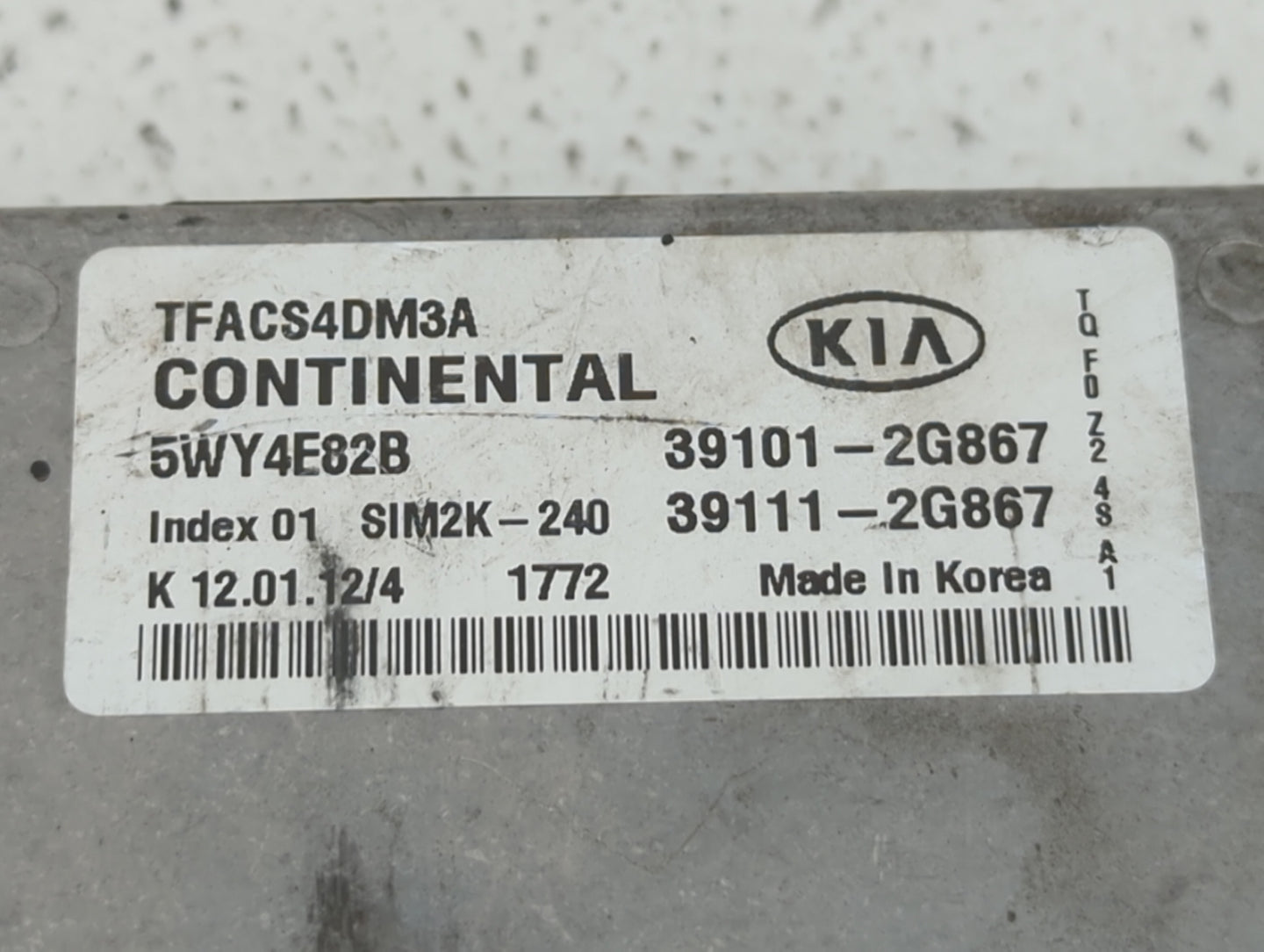 2011-2013 Kia Optima PCM Engine Control Computer ECU ECM PCU OEM P/N:39111-2G867 39101-2G867, 39111-2G869 Fits Fits 2011 201