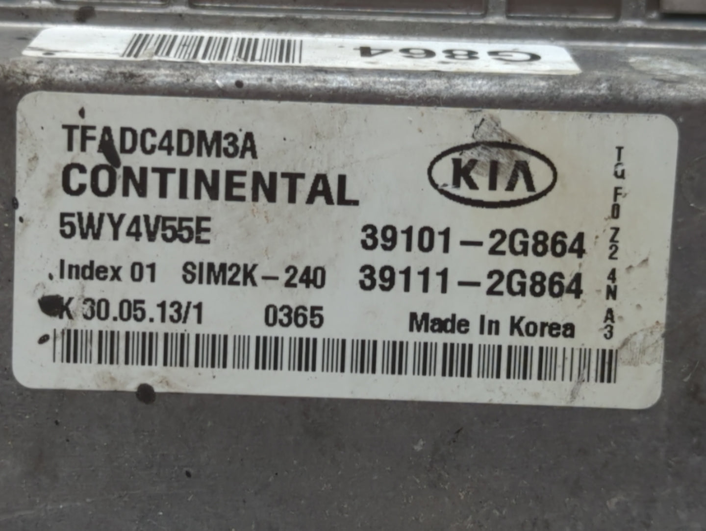 2011-2013 Kia Optima PCM Engine Control Computer ECU ECM PCU OEM P/N:39111-2G864 39101-2G864 Fits Fits 2011 2012 2013 OEM Us