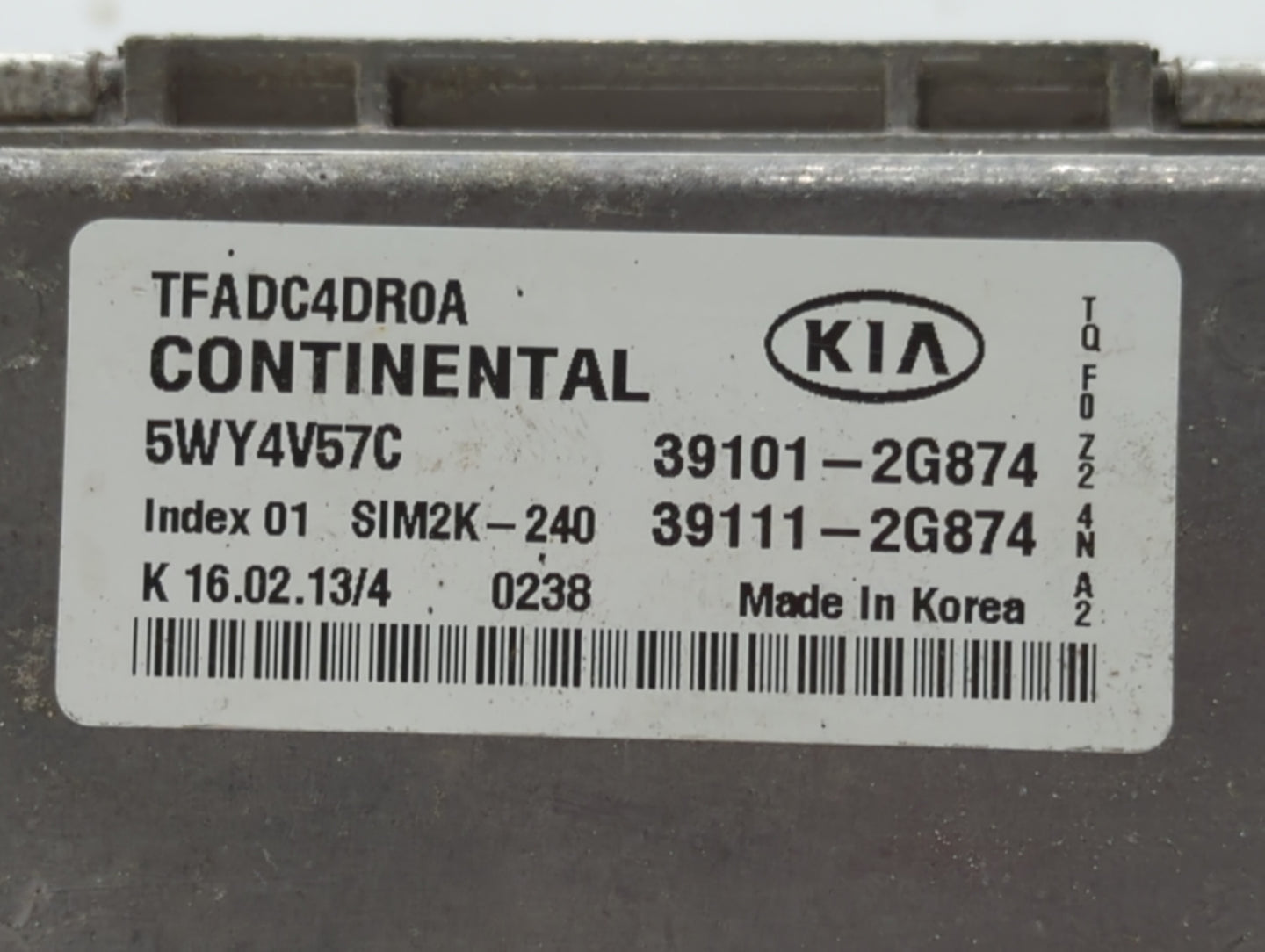 2011-2013 Kia Optima PCM Engine Control Computer ECU ECM PCU OEM P/N:39101-2G874 Fits Fits 2011 2012 2013 OEM Used Auto Part