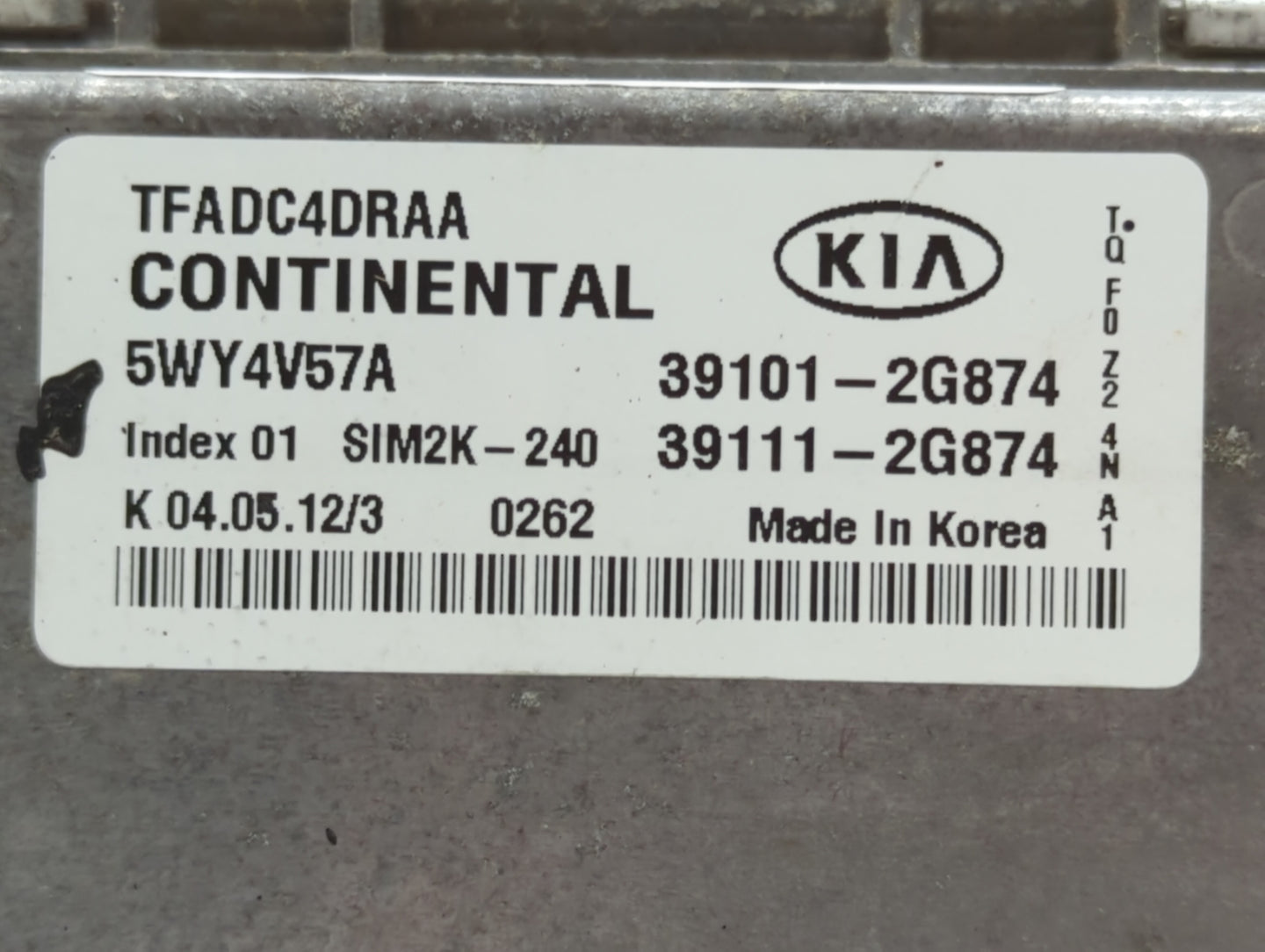2011-2013 Kia Optima PCM Engine Control Computer ECU ECM PCU OEM P/N:39101-2G874 Fits Fits 2011 2012 2013 OEM Used Auto Part