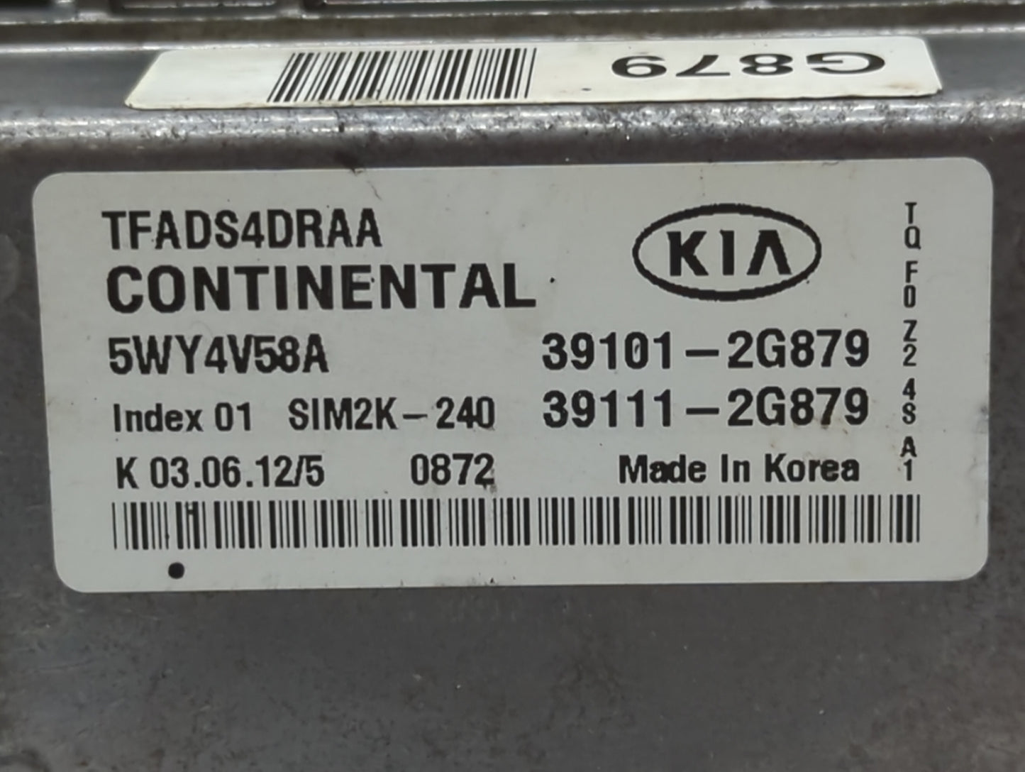 2011-2013 Kia Optima PCM Engine Control Computer ECU ECM PCU OEM P/N:39111-2G879 39101-2G879, 39111-2G877 Fits Fits 2011 201