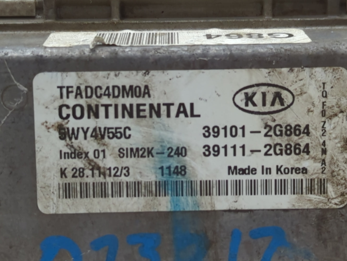 2011-2013 Kia Optima PCM Engine Control Computer ECU ECM PCU OEM P/N:39111-2G864 39101-2G864 Fits Fits 2011 2012 2013 OEM Us
