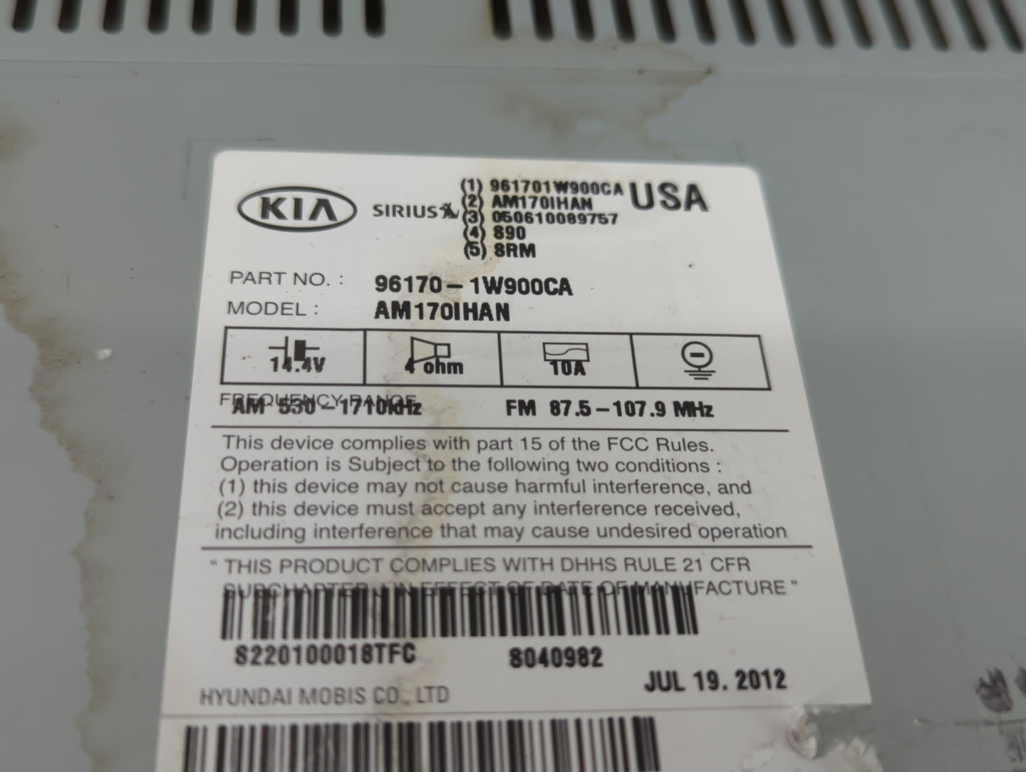 2012-2015 Kia Rio Am Fm Cd Player Radio Receiver - Oemusedautoparts1.com