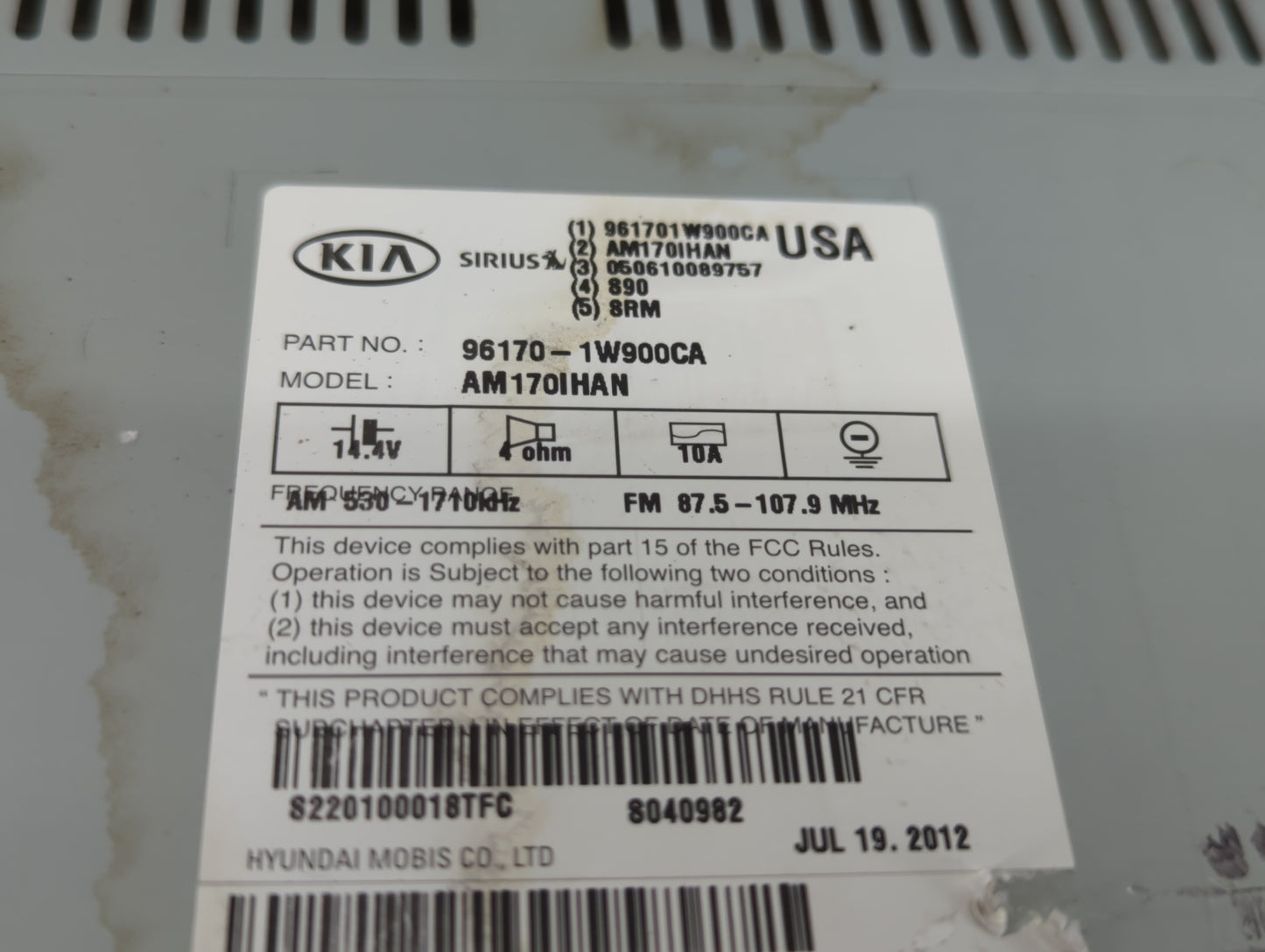 2012-2015 Kia Rio Am Fm Cd Player Radio Receiver - Oemusedautoparts1.com