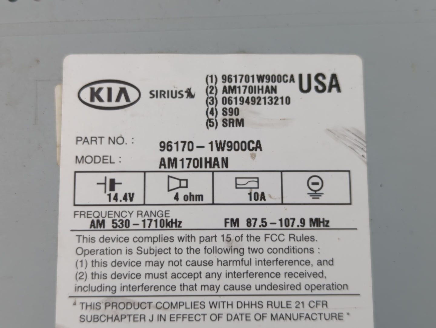 2012-2015 Kia Rio Radio AM FM Cd Player Receiver Replacement P/N:96170-1W950CA 96170-1W900CA Fits Fits 2012 2013 2014 2015 O