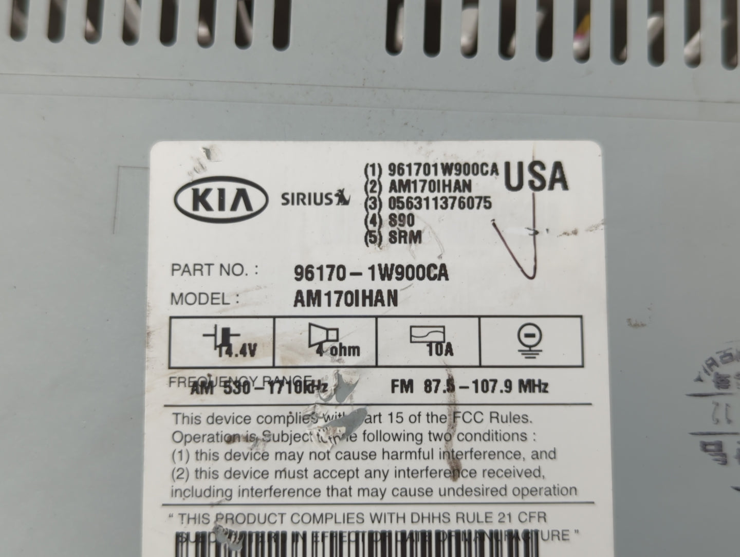 2012-2015 Kia Rio Radio AM FM Cd Player Receiver Replacement P/N:96170-1W950CA 96170-1W900CA Fits Fits 2012 2013 2014 2015 O