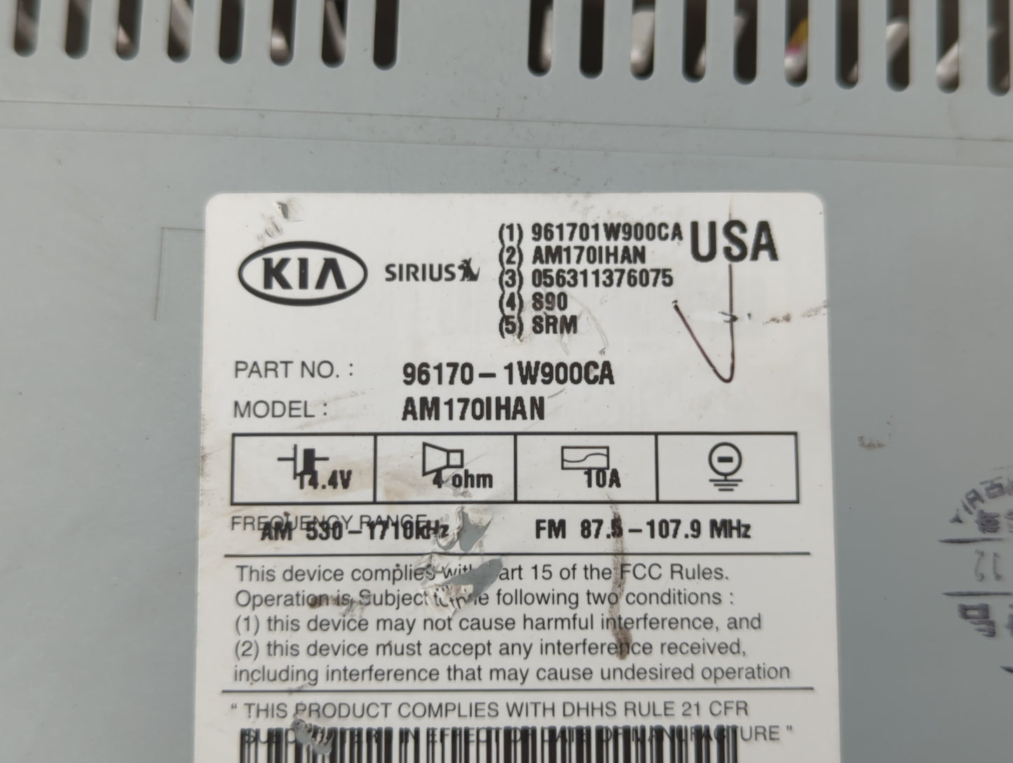 2012-2015 Kia Rio Radio AM FM Cd Player Receiver Replacement P/N:96170-1W950CA 96170-1W900CA Fits Fits 2012 2013 2014 2015 O