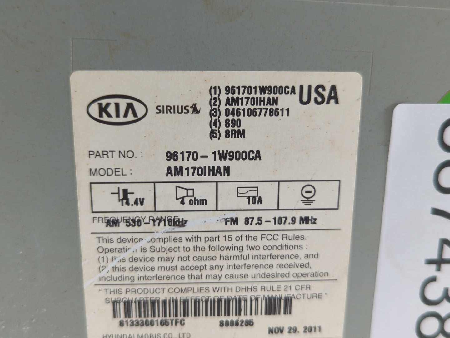 2012-2015 Kia Rio Am Fm Cd Player Radio Receiver - Oemusedautoparts1.com