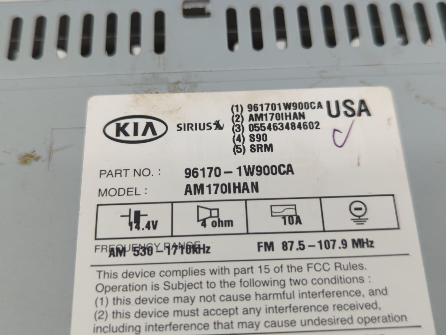 2012-2015 Kia Rio Am Fm Cd Player Radio Receiver - Oemusedautoparts1.com