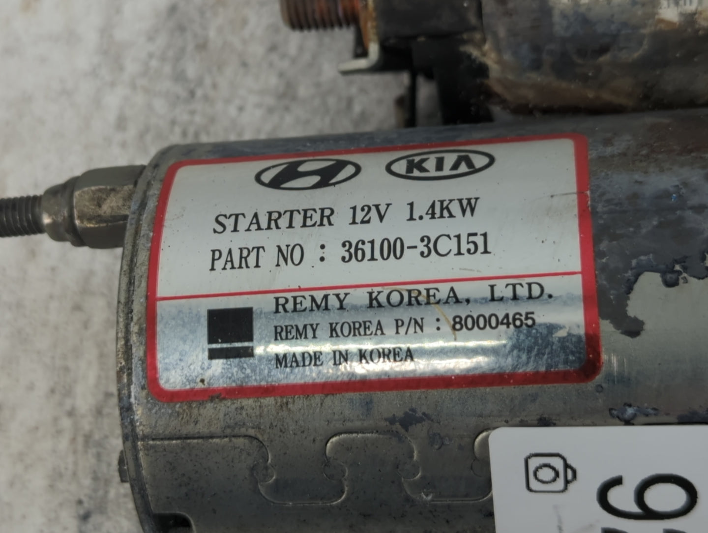 2013 Kia Sorento Car Starter Motor Solenoid OEM P/N:8000645 36100-3C151 Fits OEM Used Auto Parts - Oemusedautoparts1.com