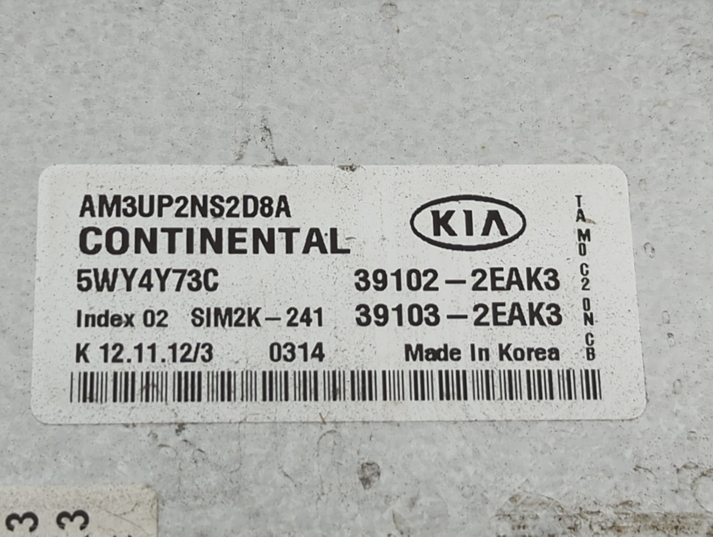 2012-2013 Kia Soul PCM Engine Control Computer ECU ECM PCU OEM P/N:AM3UP2NS2D8A 5WY4Y73C, 39102-2EAK3 Fits Fits 2012 2013 OE