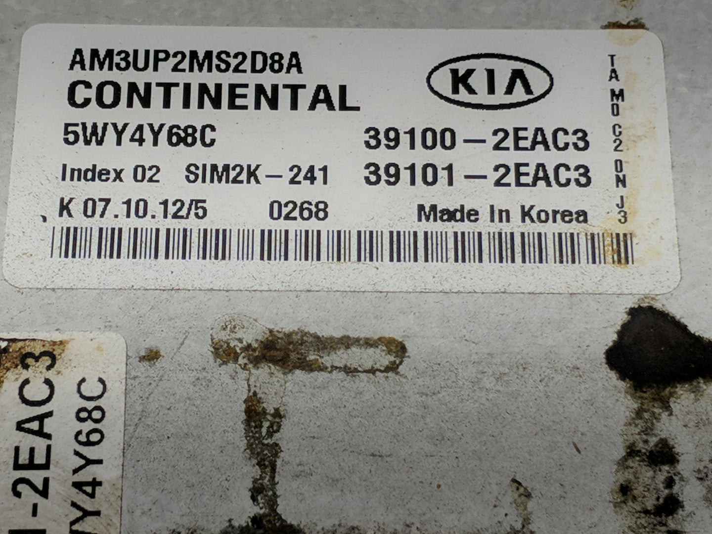 2012-2013 Kia Soul PCM Engine Control Computer ECU ECM PCU OEM P/N:AM3UP2MS2D8A 5WY4Y68C, 39100-2EAC3 Fits Fits 2012 2013 OE