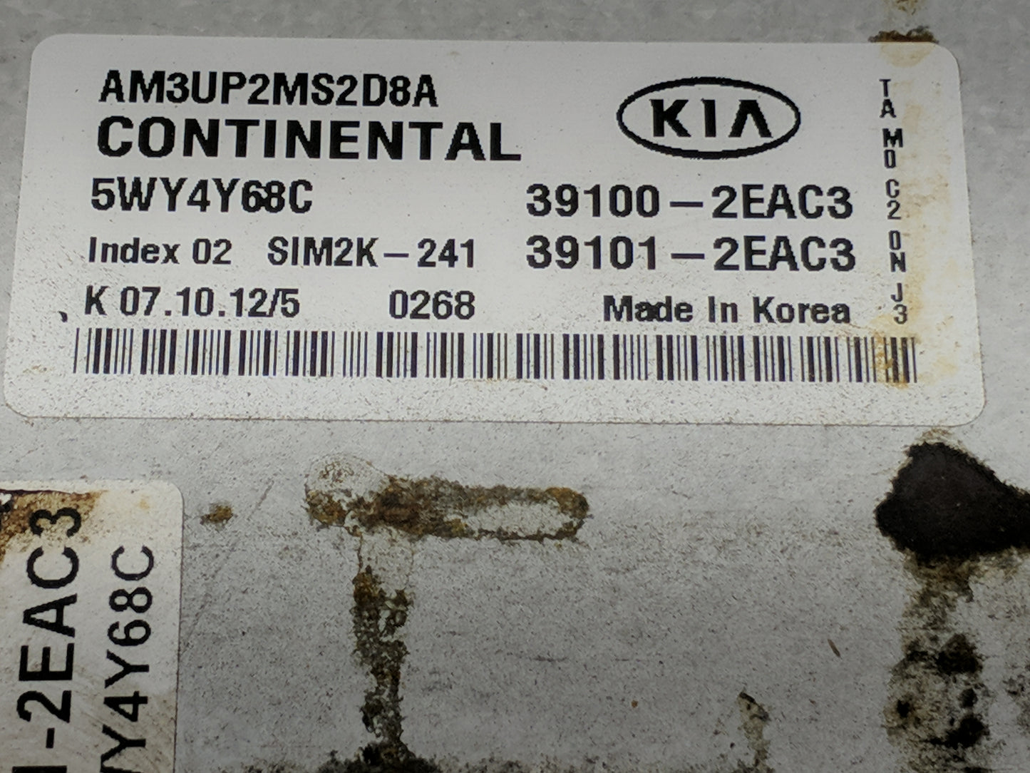 2012-2013 Kia Soul PCM Engine Control Computer ECU ECM PCU OEM P/N:AM3UP2MS2D8A 5WY4Y68C, 39100-2EAC3 Fits Fits 2012 2013 OE