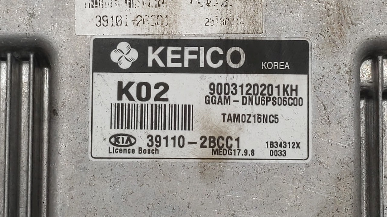 2013 Kia Soul PCM Engine Control Computer ECU ECM PCU OEM P/N:39110-2BCC1 Fits OEM Used Auto Parts - Oemusedautoparts1.com