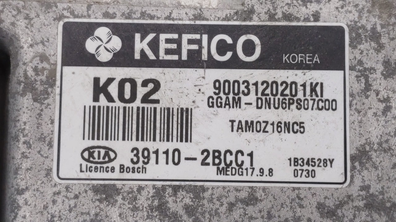 2013 Kia Soul PCM Engine Control Computer ECU ECM PCU OEM P/N:39110-2BCC1 Fits OEM Used Auto Parts - Oemusedautoparts1.com