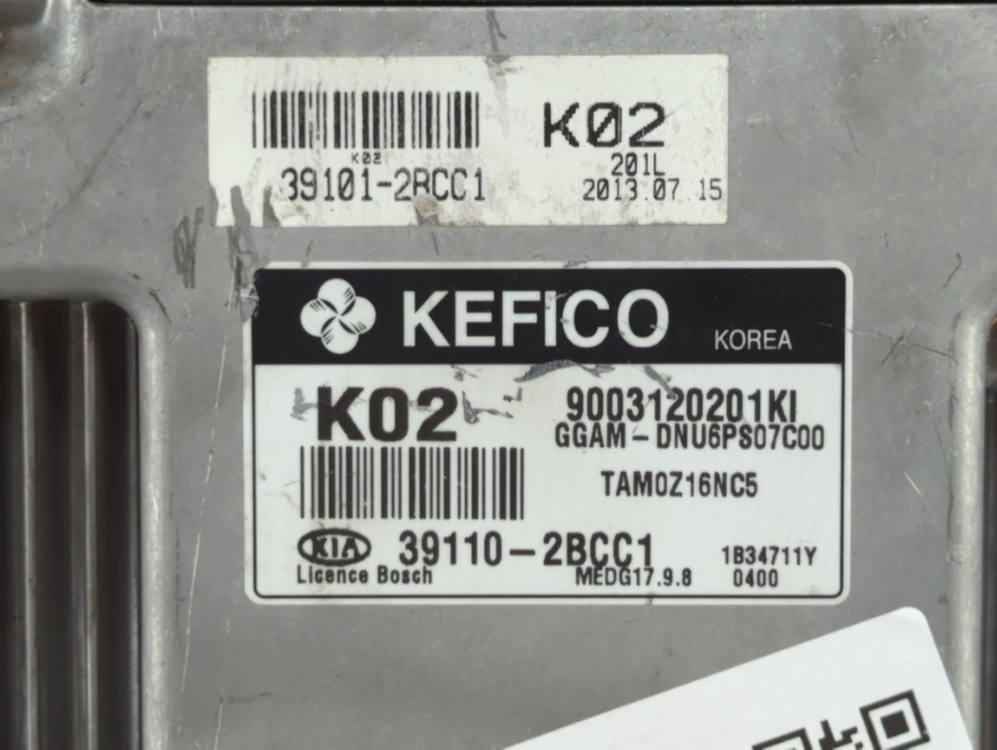 2013 Kia Soul PCM Engine Control Computer ECU ECM PCU OEM P/N:39110-2BCC1 Fits OEM Used Auto Parts - Oemusedautoparts1.com