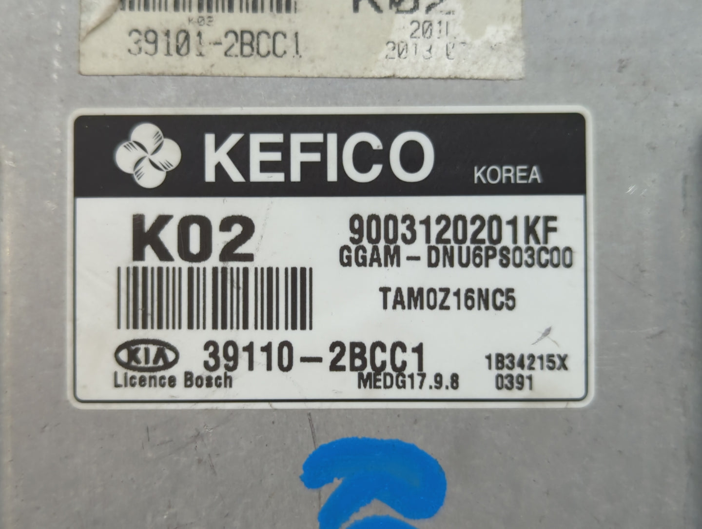2013 Kia Soul PCM Engine Control Computer ECU ECM PCU OEM P/N:39110-2BCC1 Fits OEM Used Auto Parts - Oemusedautoparts1.com