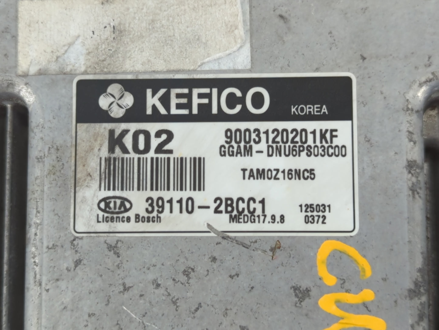 2013 Kia Soul PCM Engine Control Computer ECU ECM PCU OEM P/N:39110-2BCC1 Fits OEM Used Auto Parts - Oemusedautoparts1.com