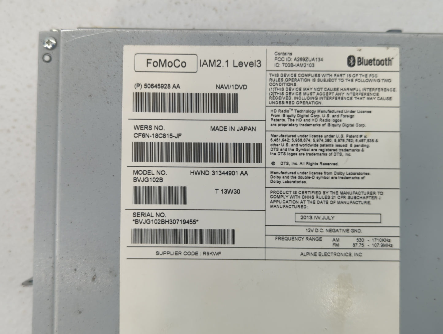 2013-2015 Land Rover Lr2 Am Fm Cd Player Radio Receiver - Oemusedautoparts1.com