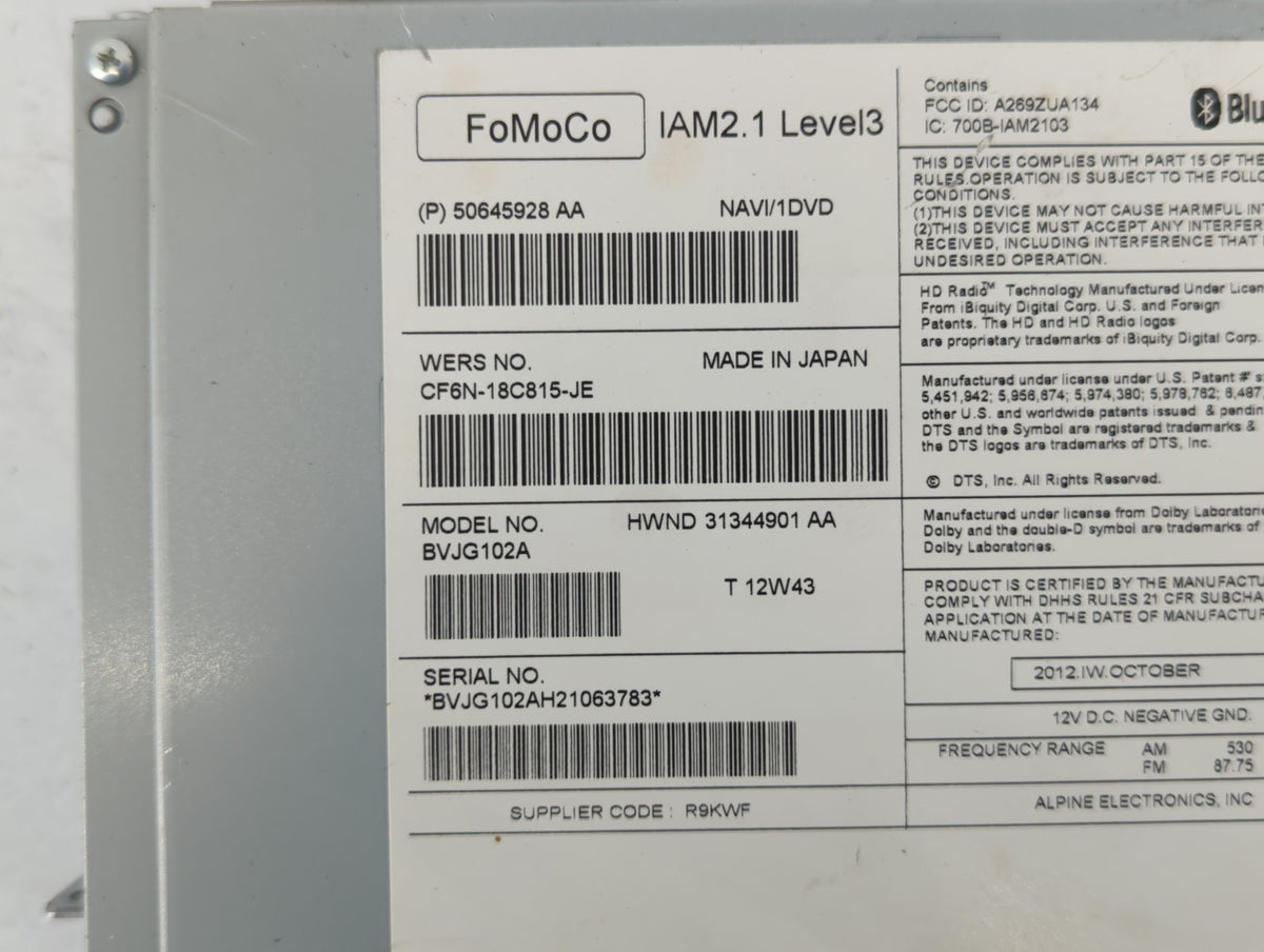 2013-2015 Land Rover Lr2 Am Fm Cd Player Radio Receiver 572860 - Oemusedautoparts1.com