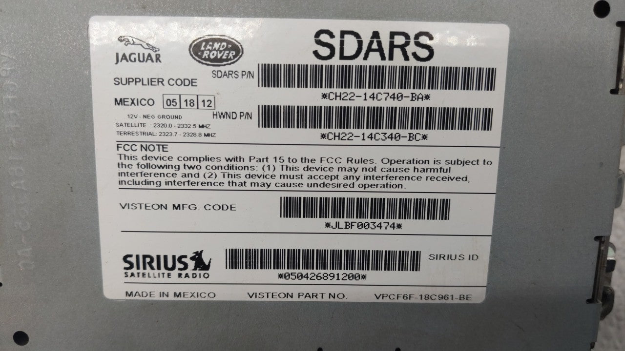 2013 Land Rover Range Rover Sport Radio AM FM Cd Player Receiver Replacement P/N:CH22-14C740-BA Fits OEM Used Auto Parts - O