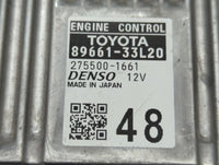 2013-2014 Lexus Es300h PCM Engine Control Computer ECU ECM PCU OEM P/N:89661-33L20 Fits Fits 2013 2014 OEM Used Auto Parts -