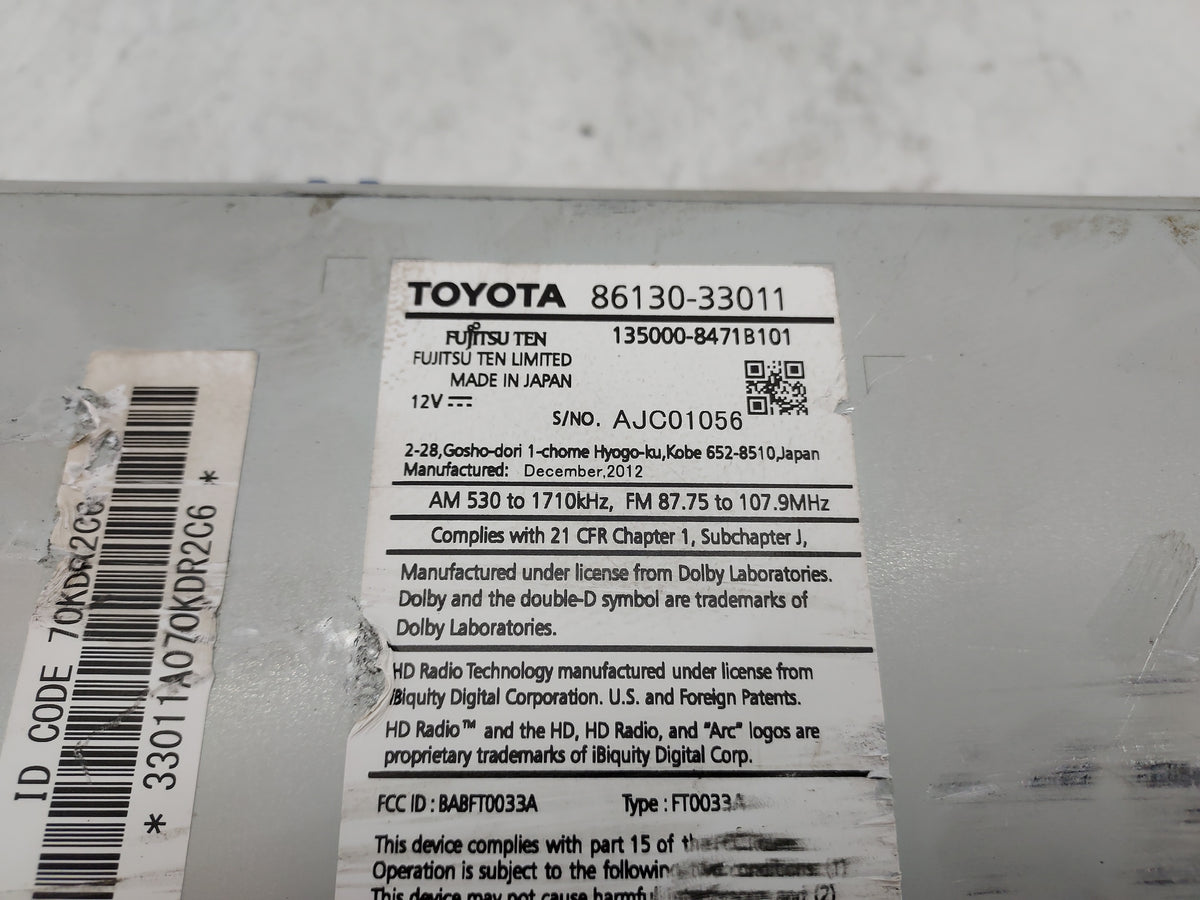 2013 Lexus Es350 Radio AM FM Cd Player Receiver Replacement P/N:86130-33011 135000-8471B101, BABFT0033A, FT0033A, 33011A070 