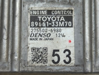 2013-2014 Lexus Es350 PCM Engine Control Computer ECU ECM PCU OEM P/N:89661-33M70 89661-33M71 Fits Fits 2013 2014 OEM Used A