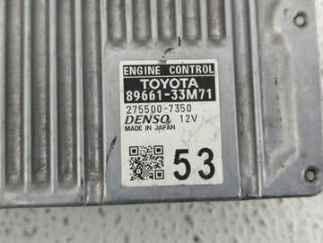 2013-2014 Lexus Es350 PCM Engine Control Computer ECU ECM PCU OEM P/N:89661-33M70 89661-33M71 Fits Fits 2013 2014 OEM Used Auto Parts