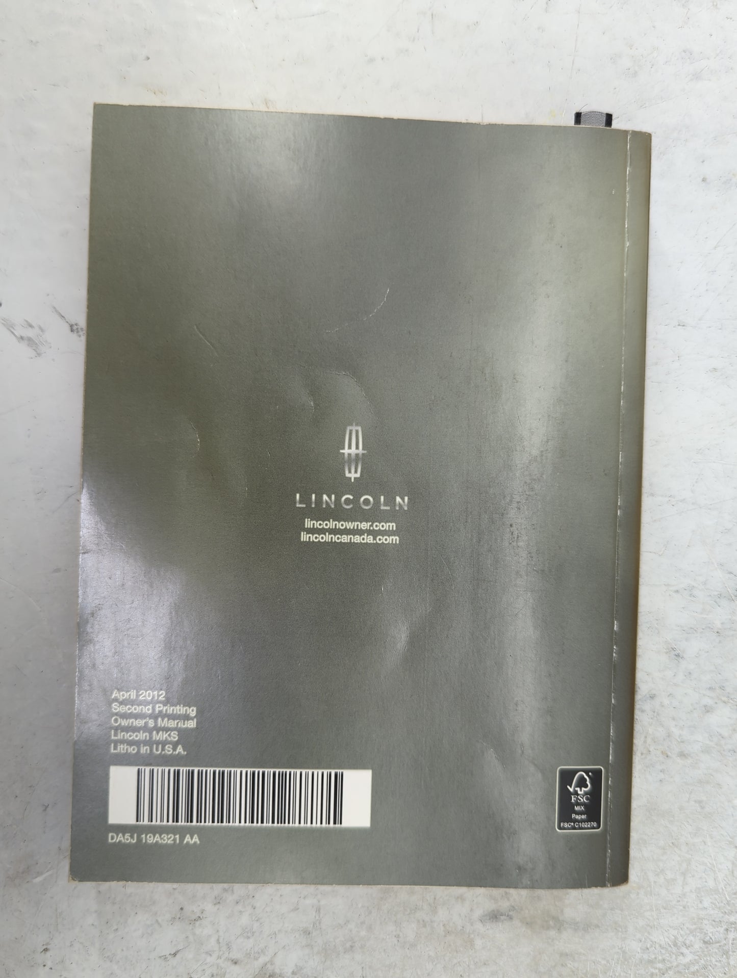 2013 Lincoln Mks Owners Manual Book Guide P/N:DA5J 19A321 AA DA5J 19G217 AA OEM Used Auto Parts - Oemusedautoparts1.com