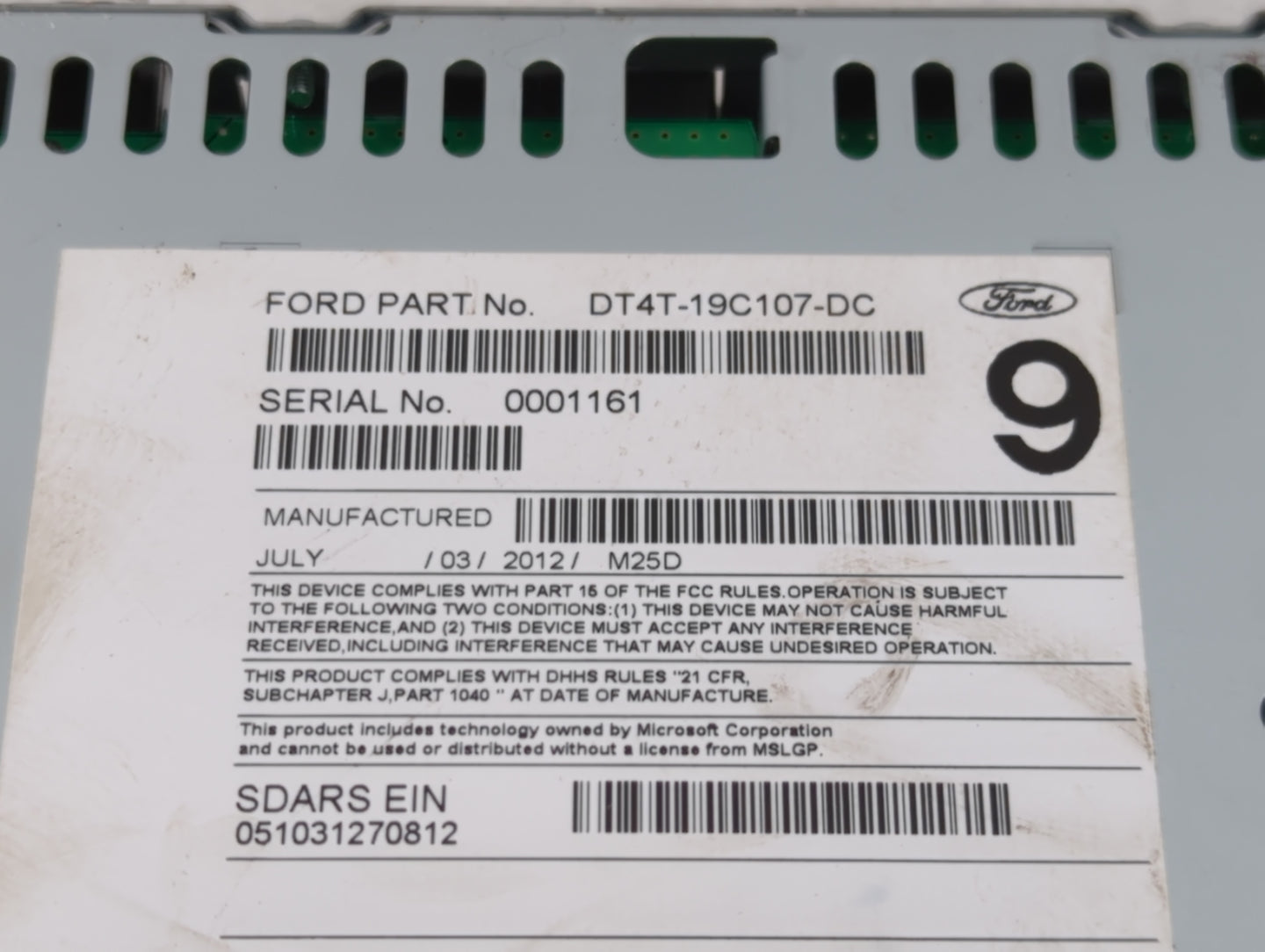 2013 Lincoln Mkx Radio AM FM Cd Player Receiver Replacement P/N:DT4T-19C107-DC Fits OEM Used Auto Parts - Oemusedautoparts1.