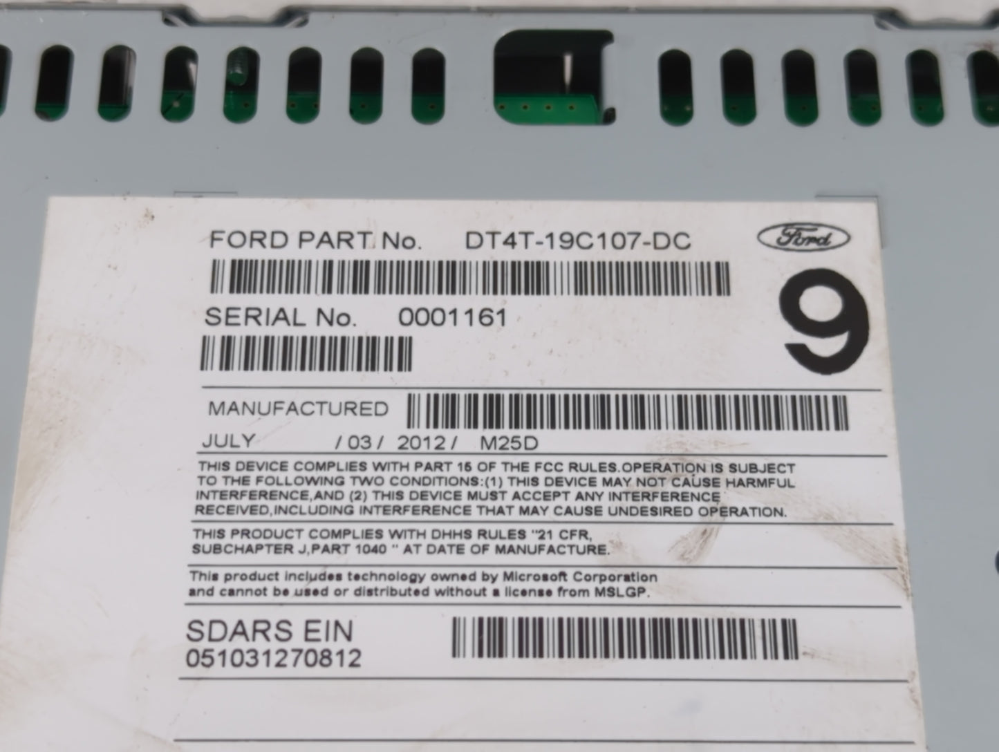 2013 Lincoln Mkx Radio AM FM Cd Player Receiver Replacement P/N:DT4T-19C107-DC Fits OEM Used Auto Parts - Oemusedautoparts1.