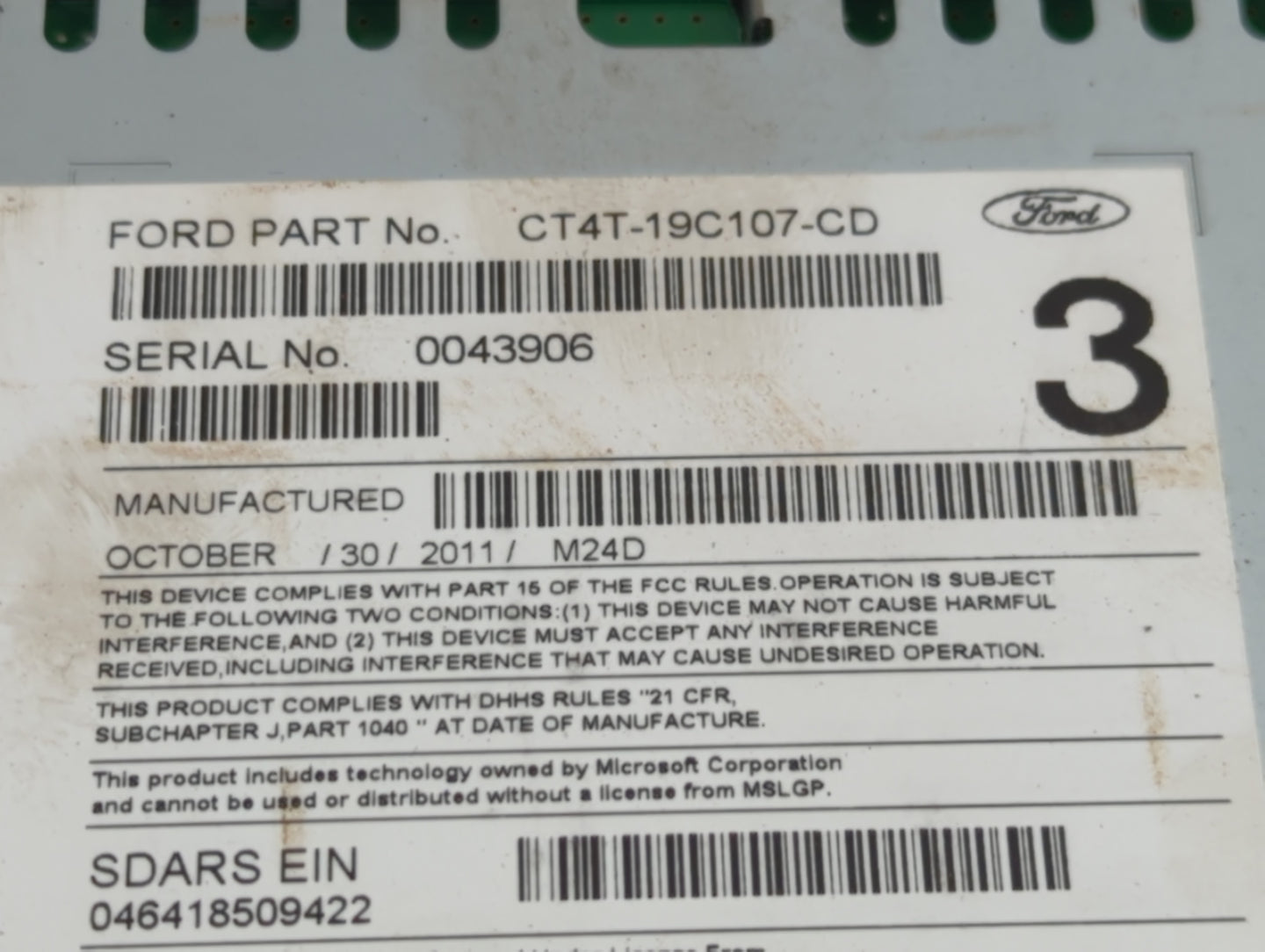 2013 Lincoln Mkx Radio AM FM Cd Player Receiver Replacement P/N:CT4T-19C107-CD Fits OEM Used Auto Parts - Oemusedautoparts1.