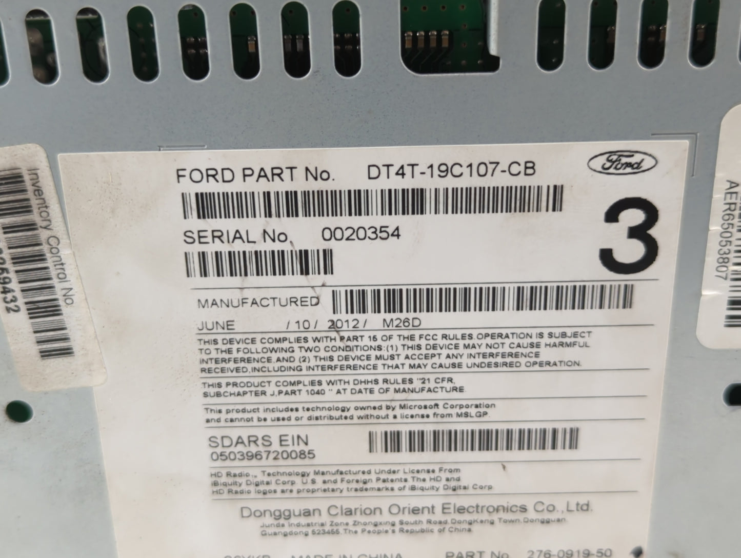 2013 Lincoln Mkx Radio AM FM Cd Player Receiver Replacement P/N:DT4T-19C107-CB Fits OEM Used Auto Parts - Oemusedautoparts1.
