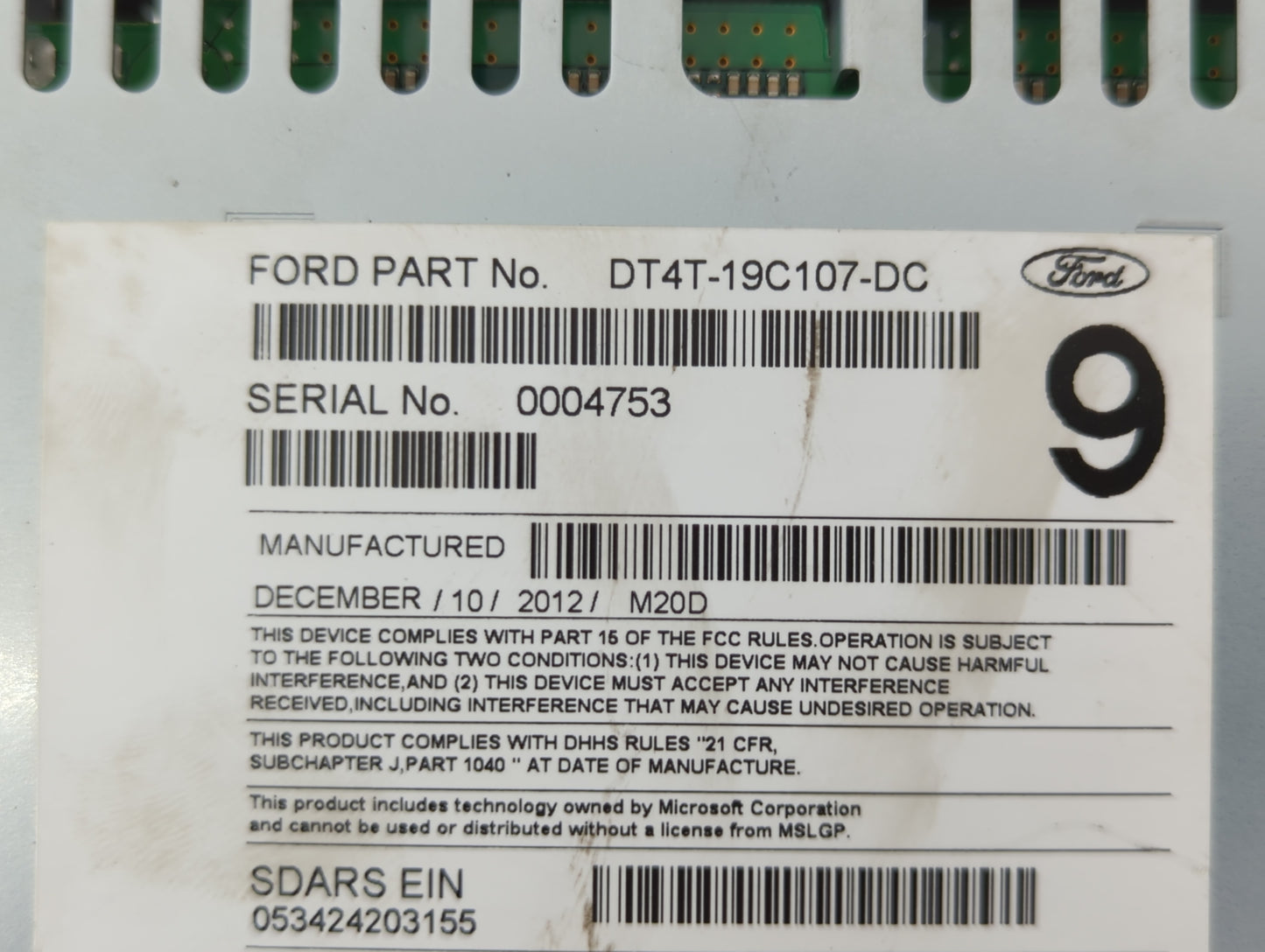 2013 Lincoln Mkx Radio AM FM Cd Player Receiver Replacement P/N:DT4T-19C107-DC Fits OEM Used Auto Parts - Oemusedautoparts1.