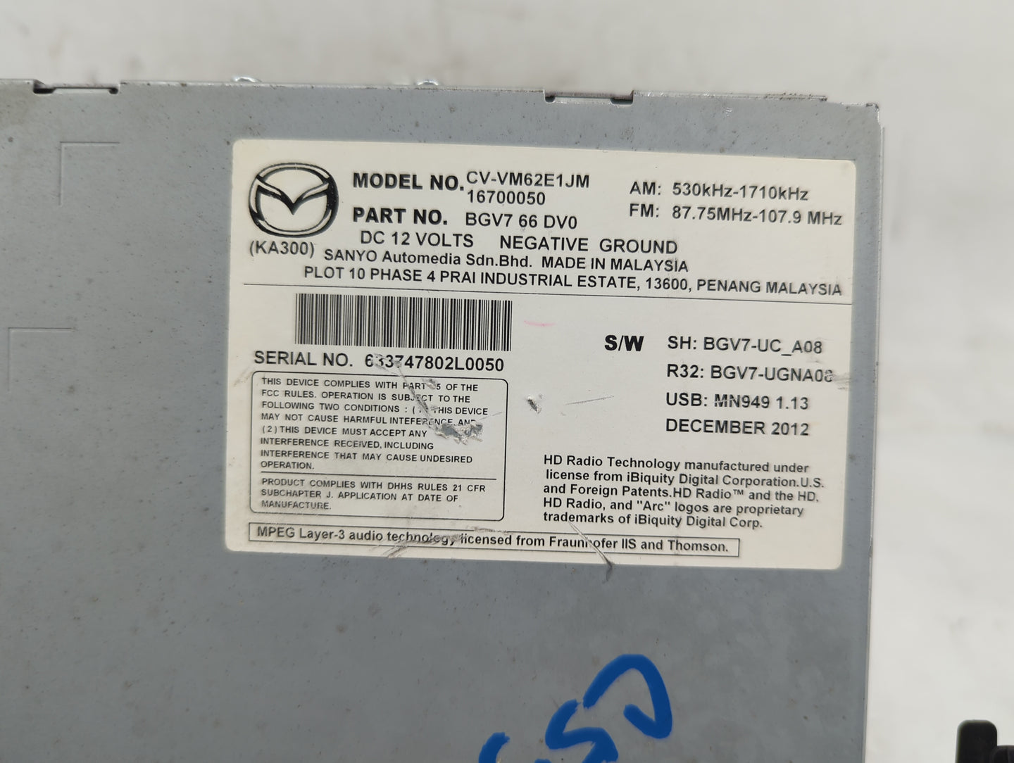 2013 Mazda 3 Information Display Screen - Oemusedautoparts1.com