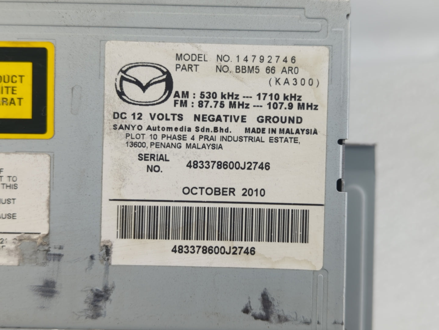 2010-2013 Mazda 3 Am Fm Cd Player Radio Receiver - Oemusedautoparts1.com