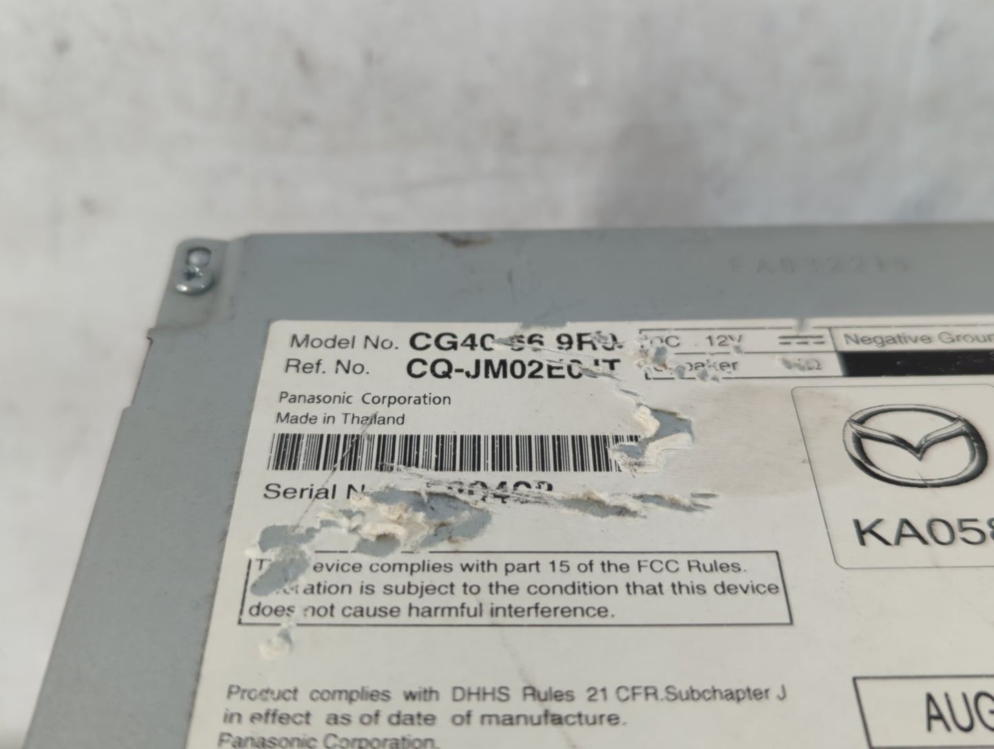 2013-2017 Mazda 5 Radio AM FM Cd Player Receiver Replacement P/N:CG40 66 9R0 Fits Fits 2013 2014 2015 2016 2017 OEM Used Aut