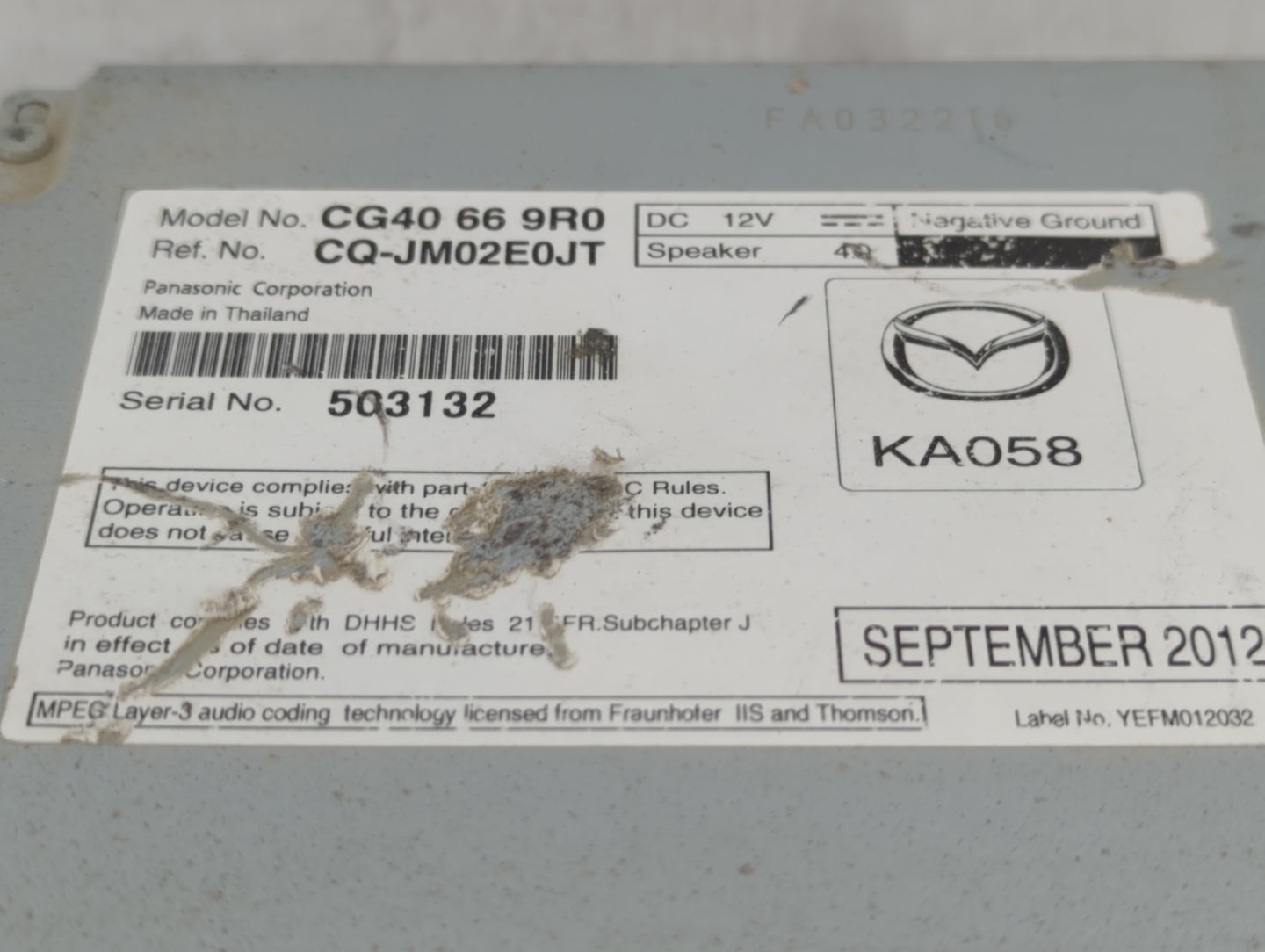 2013-2017 Mazda 5 Radio AM FM Cd Player Receiver Replacement P/N:KA058 CG40 66 9R0 Fits Fits 2013 2014 2015 2016 2017 OEM Us
